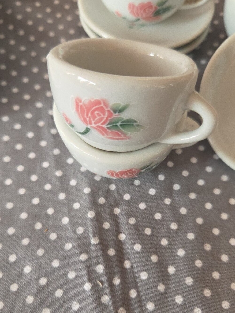 Porcelain Mini Tea Set with Pink Rose Pattern - Picture 10 of 16